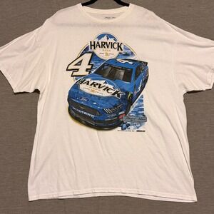 Harvick Beer Racing Ford Mustang NASCAR 4 Mens 2XL White T Shirt